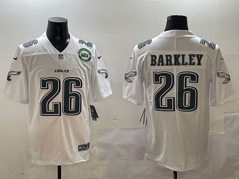 Men Philadelphia Eagles #26 Barkley White Fashion 2025 Nike Limited NFL Jersey style 5